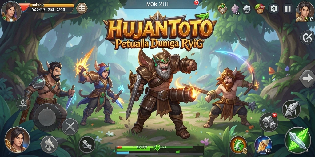 Tampilan gameplay <strong>HUJANTOTO</strong> yang seru dan menantang dalam petualangan RPG.