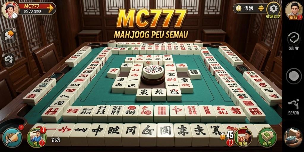 Tampilan screenshot utama MC777 yang menunjukkan gameplay Mahjong yang mendebarkan.