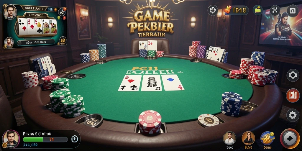 Screenshot PG11 menampilkan pemain serius dalam pertarungan Poker intens.