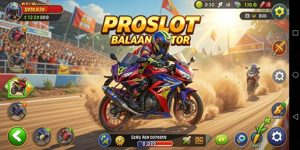 Tampilan gameplay balapan motor yang mendebarkan di PROSLOT.