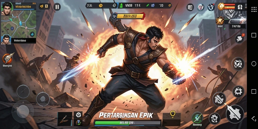Screenshot VW108 menampilkan aksi pertempuran yang mendebarkan.